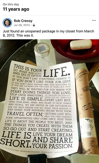 Holstee manifesto shared by Rob Cressy